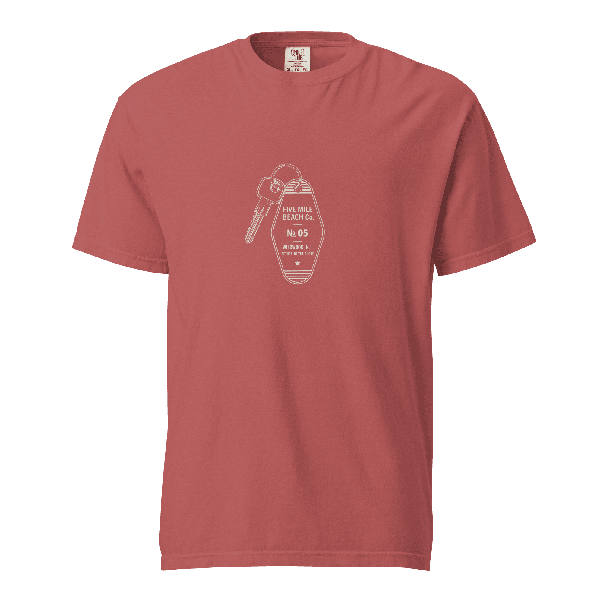 Room No. 5 Wildwood NJ garment-dyed heavyweight t‑shirt in Crimson